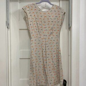 Steven Alan Swimmer Print Dress – Orange & Gray Novelty Pattern, Size S